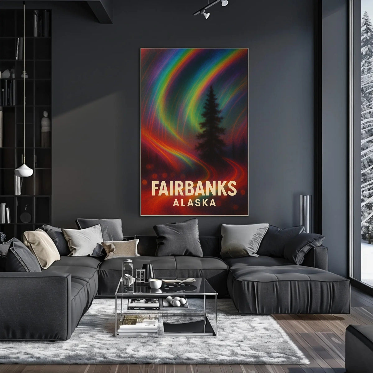 Fairbanks Alaska Northern Lights Realism Poster