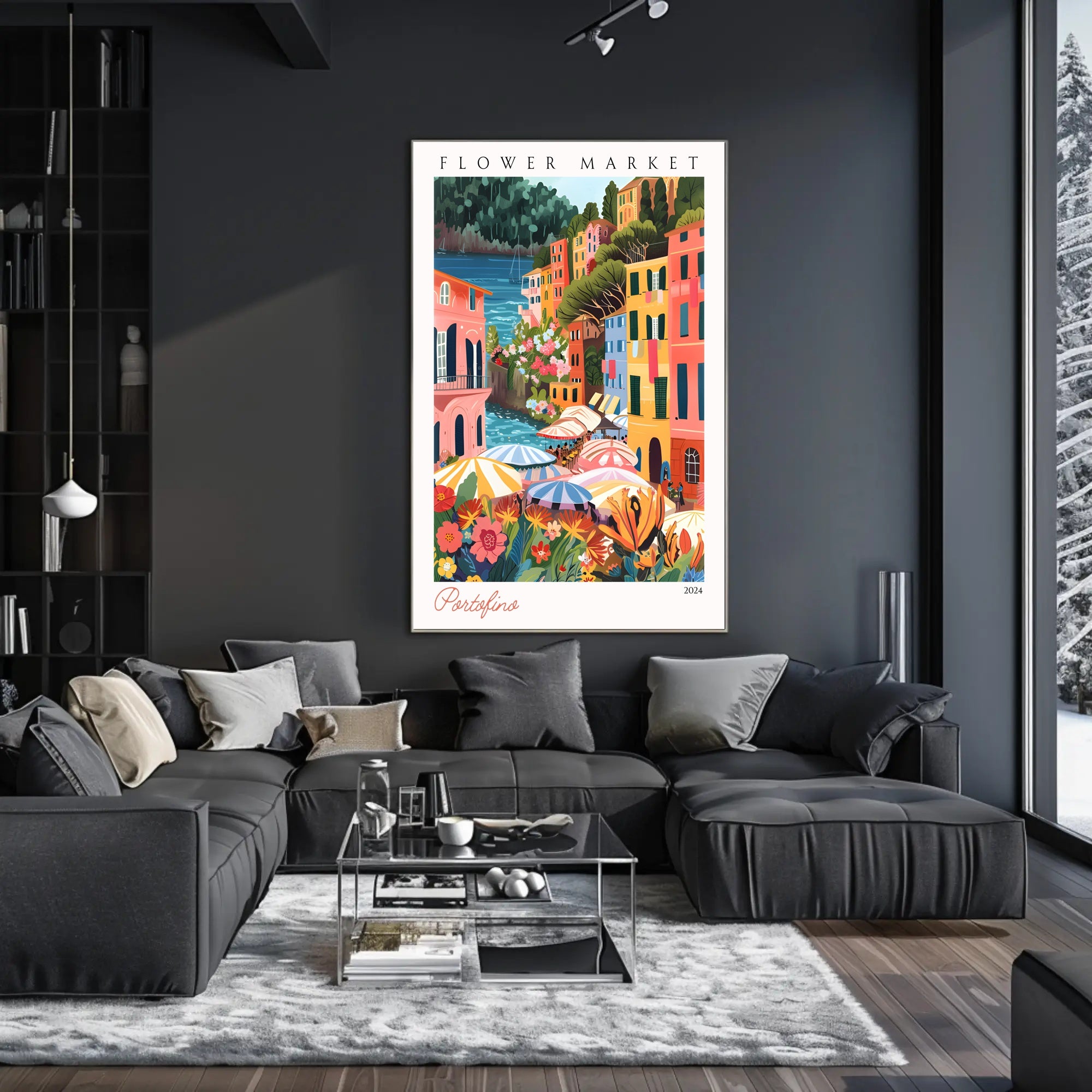 Portofino Flower Market Poster PosterGoat