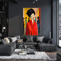Vibrant Expression Poster Red Coat Modern Wall Art