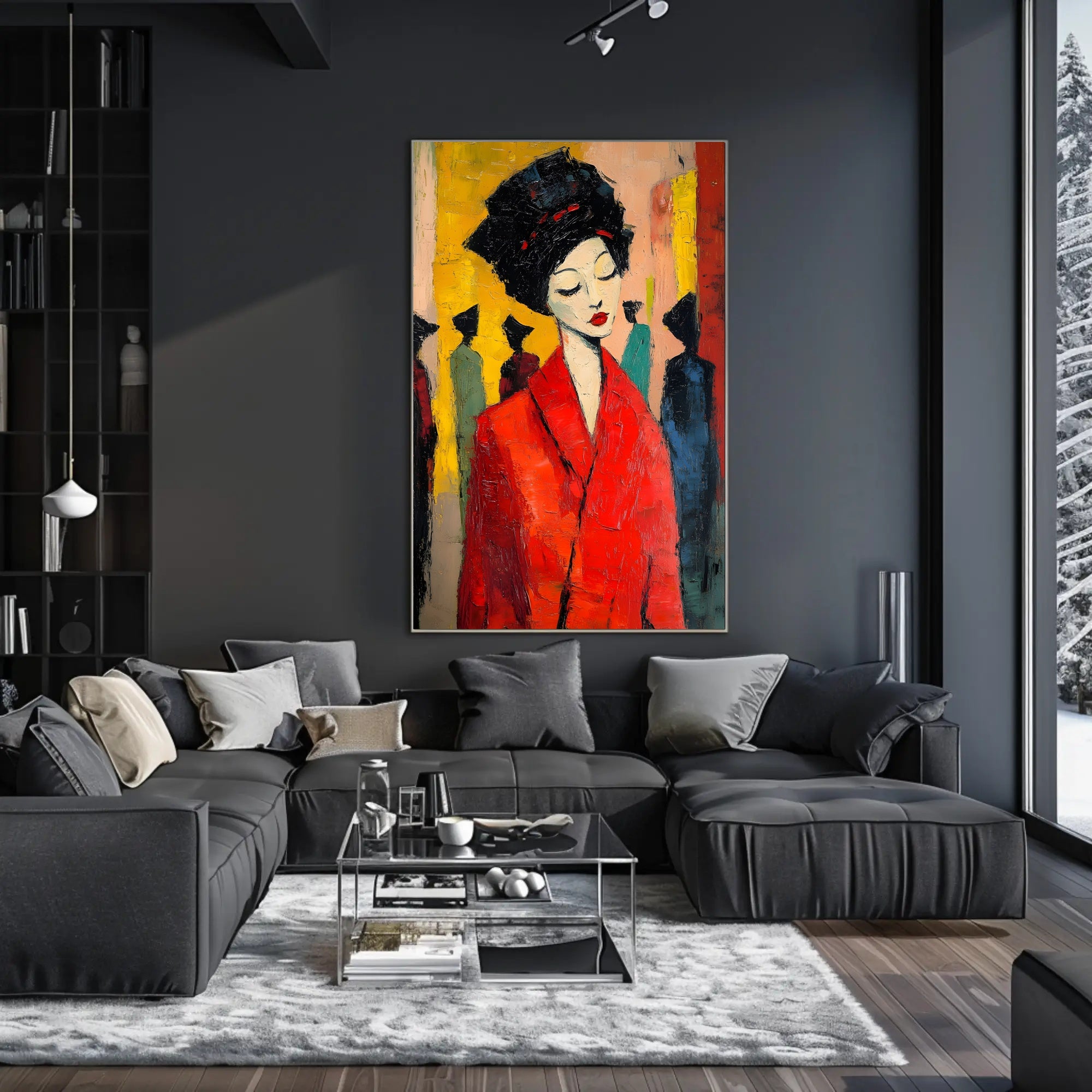 Vibrant Expression Poster Red Coat Modern Wall Art