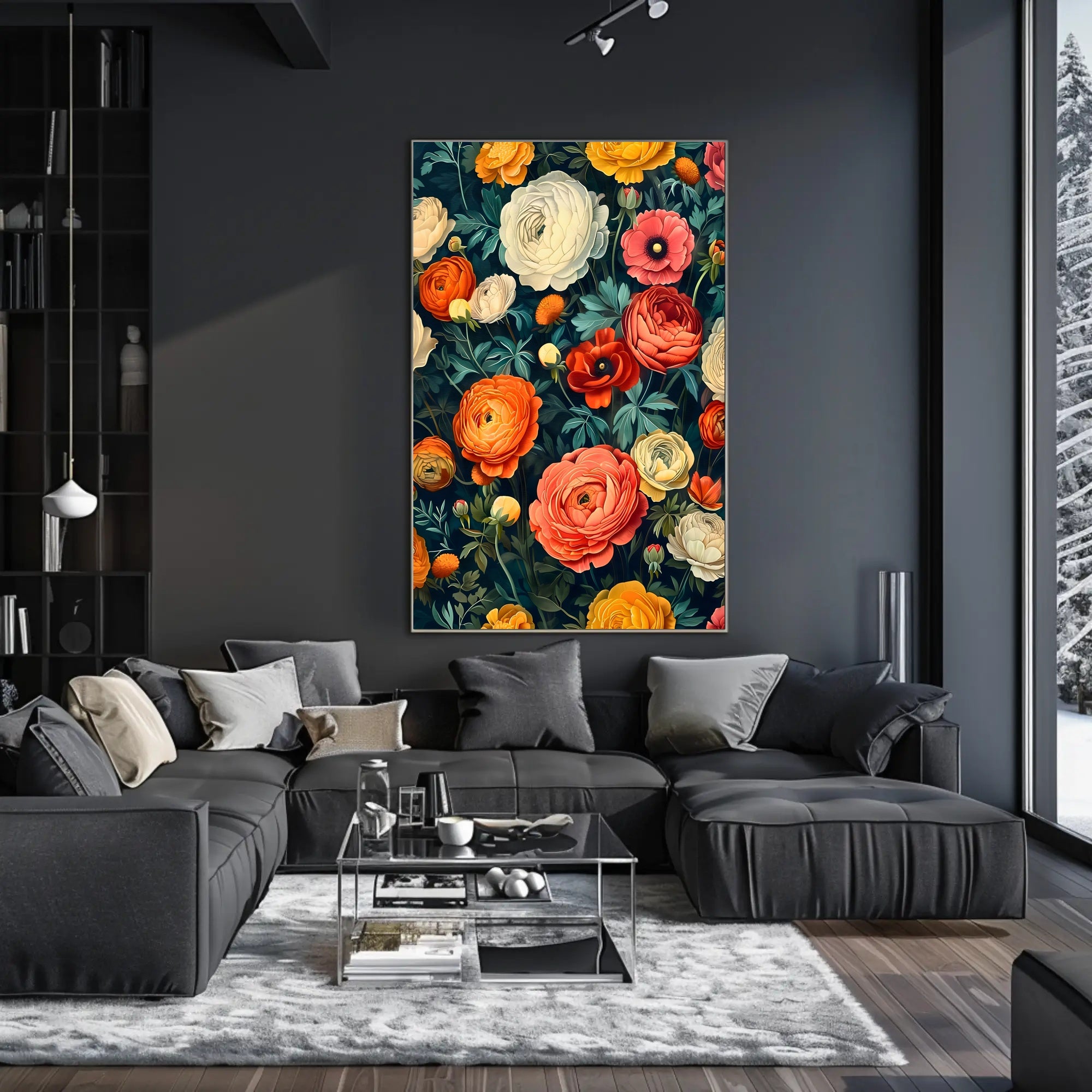 Floral Harmony in Modern Vintage Artistic Poster