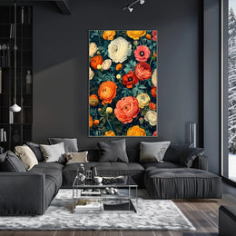 Floral Harmony in Modern Vintage Artistic Poster