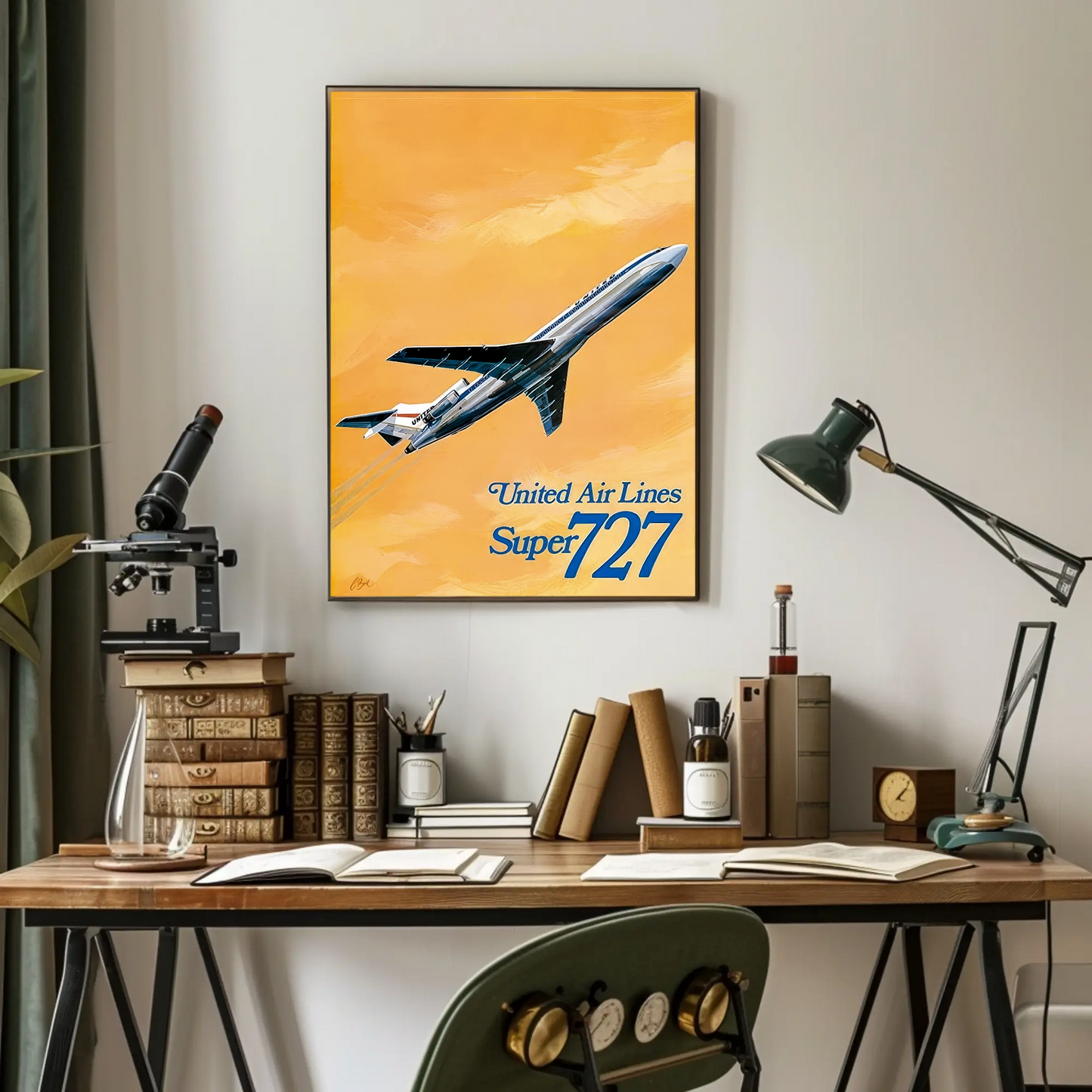 United Airlines Super 727 Vintage Poster