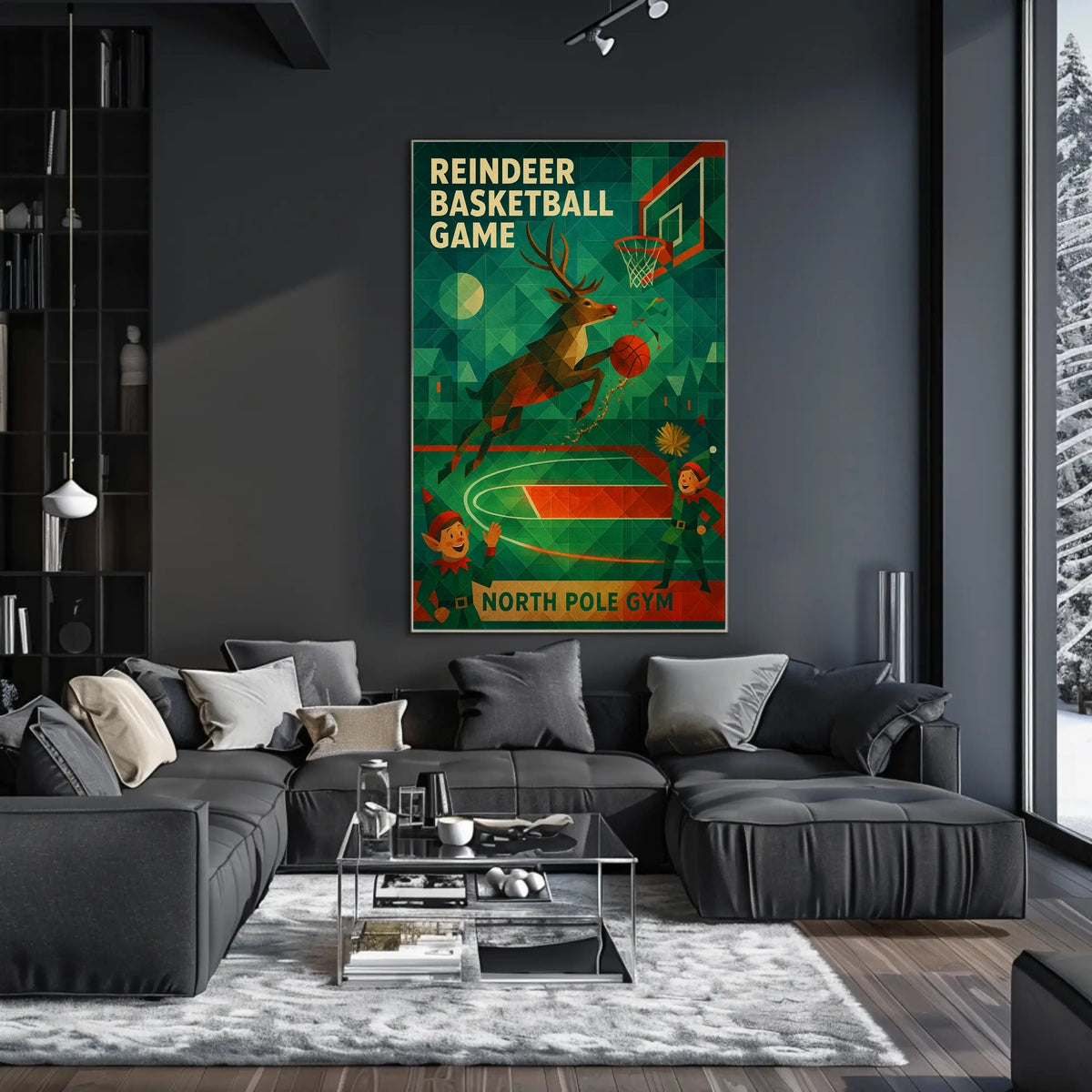 Reindeer Basketball Game Poster