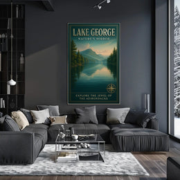 Lake George Adirondack Vista Poster Vintage Travel Wall Art