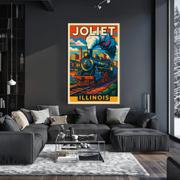 Joliet, Illinois Vintage Train Poster