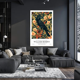Victorian Blackbird Elegance: Ornate Arts and Crafts Poster