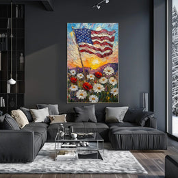 Windswept American Flag Wall Art Print 18x24 Poster