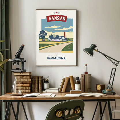 Kansas Country Road Vintage Poster