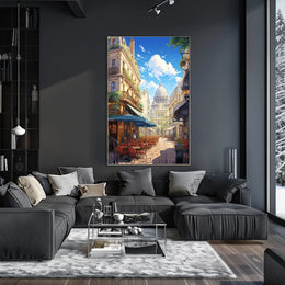 Parisian Street Scene: Vibrant European City Poster