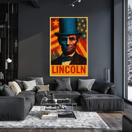 Lincoln Pop Art Poster Celebrating Historical and Presidential Icons