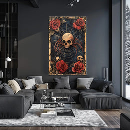 Skull with Spider Legs Gothic Abstract, Artistic Poster