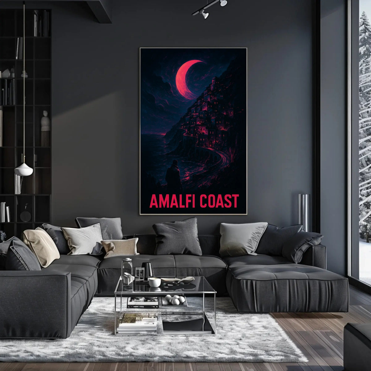 Amalfi Coast Enigmatic Nightscape Poster For Wall Art