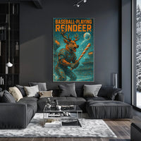 Baseball-Playing Reindeer Poster