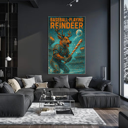 Baseball-Playing Reindeer Poster