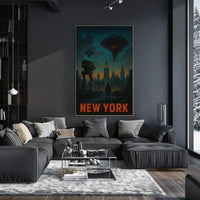 New York Futuristic Invasion Poster