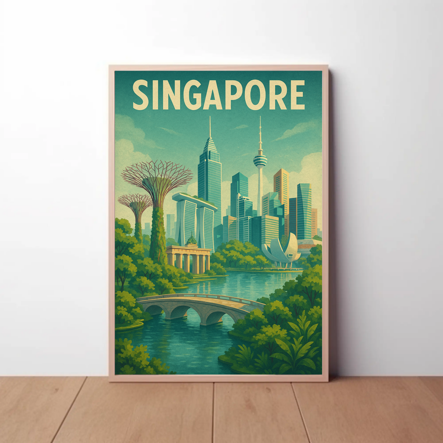 Singapore Marina Bay Gardens Travel Poster