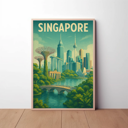 Singapore Marina Bay Gardens Travel Poster