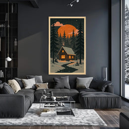 Cozy Cabin in Winter Wonderland Poster