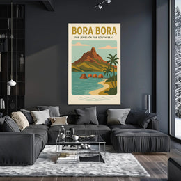 Bora Bora Serene Getaway Vintage Travel Poster PosterGoat