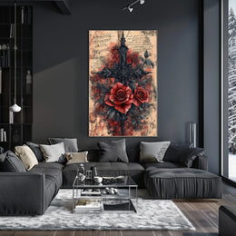 Gothic Roses and Cross Artistic Pop Culture Poster