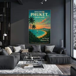 Phuket Travel Poster Vintage Beach Wall Art Print