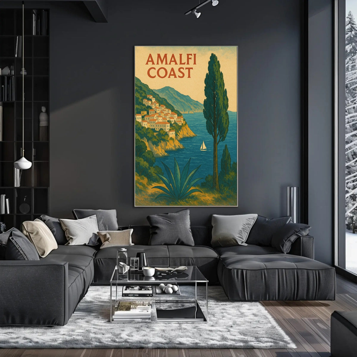 Amalfi Coast Poster Wall Art 18x24 Coastal Seascape Decor