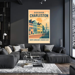 Charleston Travel Poster Vintage Coastal Wall Art