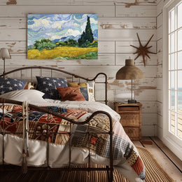 Wheat Field with Cypresses Poster