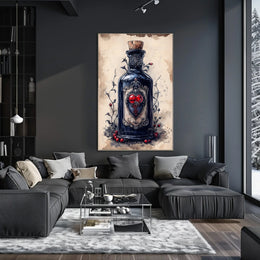 Vintage Glass Bottle Illustration Print - Abstract, Artistic, or Pop Culture Poster