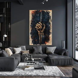 Skeletal Hand Quill Dark Theme Artistic Poster