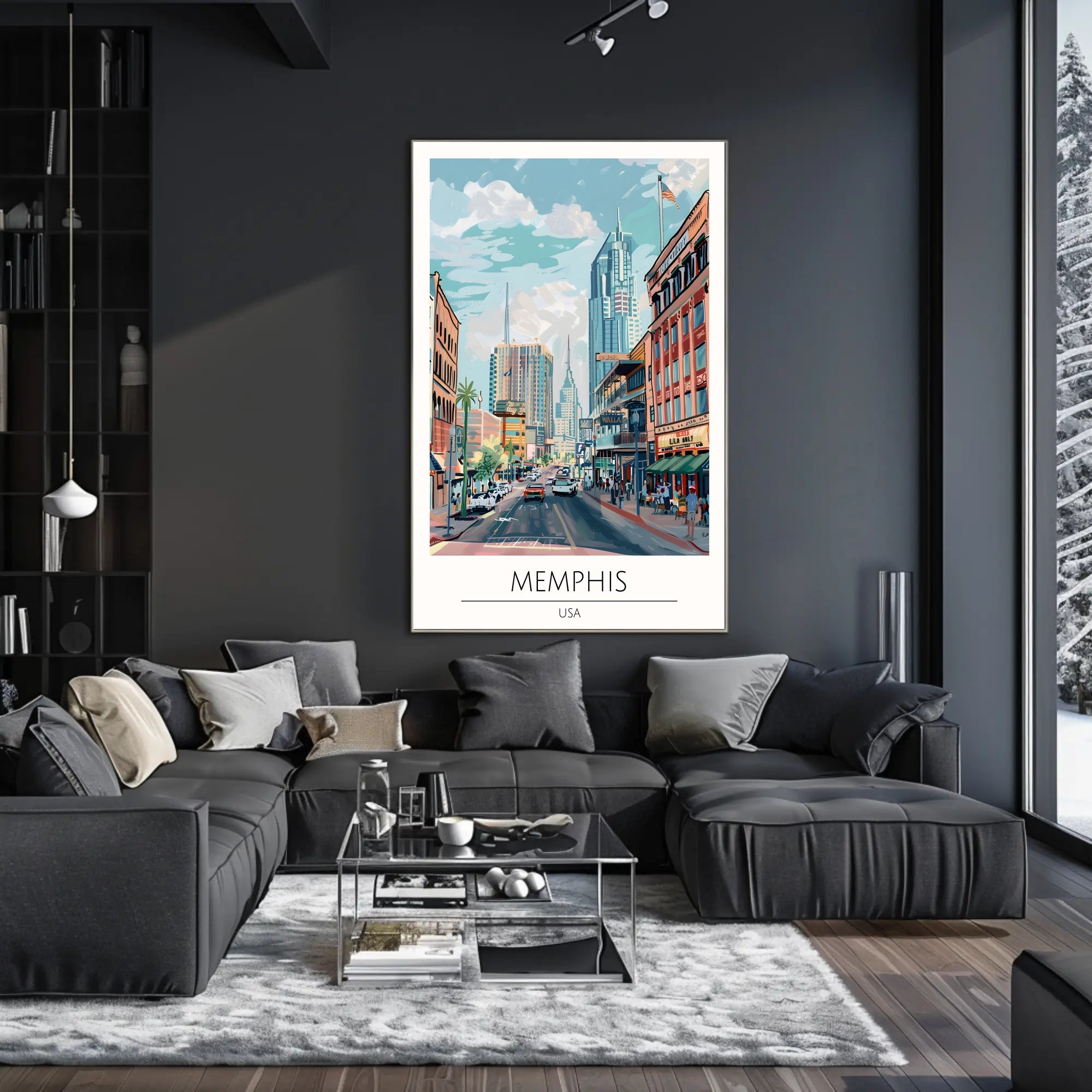 Memphis Cityscape Poster PosterGoat