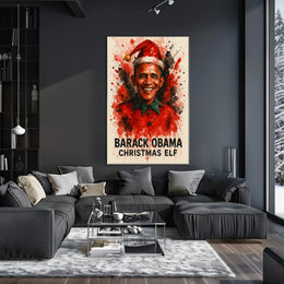 Barack Obama Christmas Elf Watercolor Presidential Poster