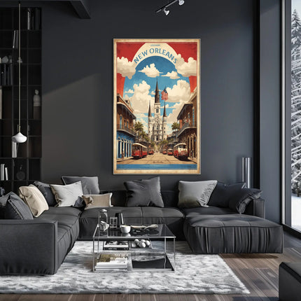 New Orleans Iconic Cathedral and Street Scene Poster