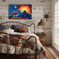 Van Gogh-Inspired Vibrant Mountain Sunrise Poster