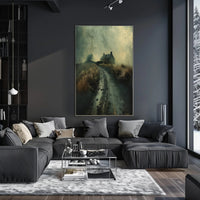Solitary Stone House in Moody Photorealistic Artistic Poster PosterGoat