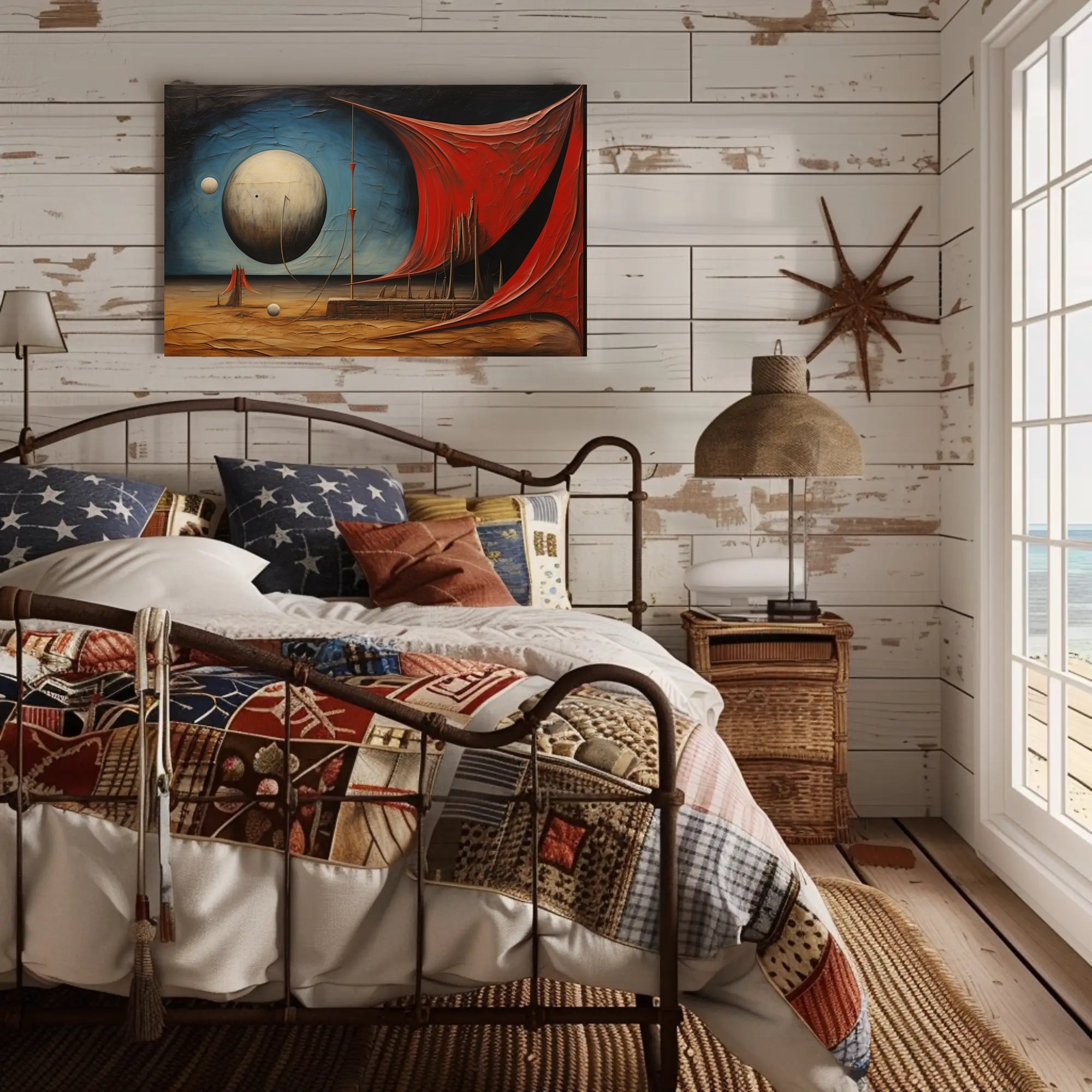 Surreal Spheres in Desert Landscape Artistic Poster