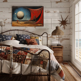 Surreal Spheres in Desert Landscape Artistic Poster