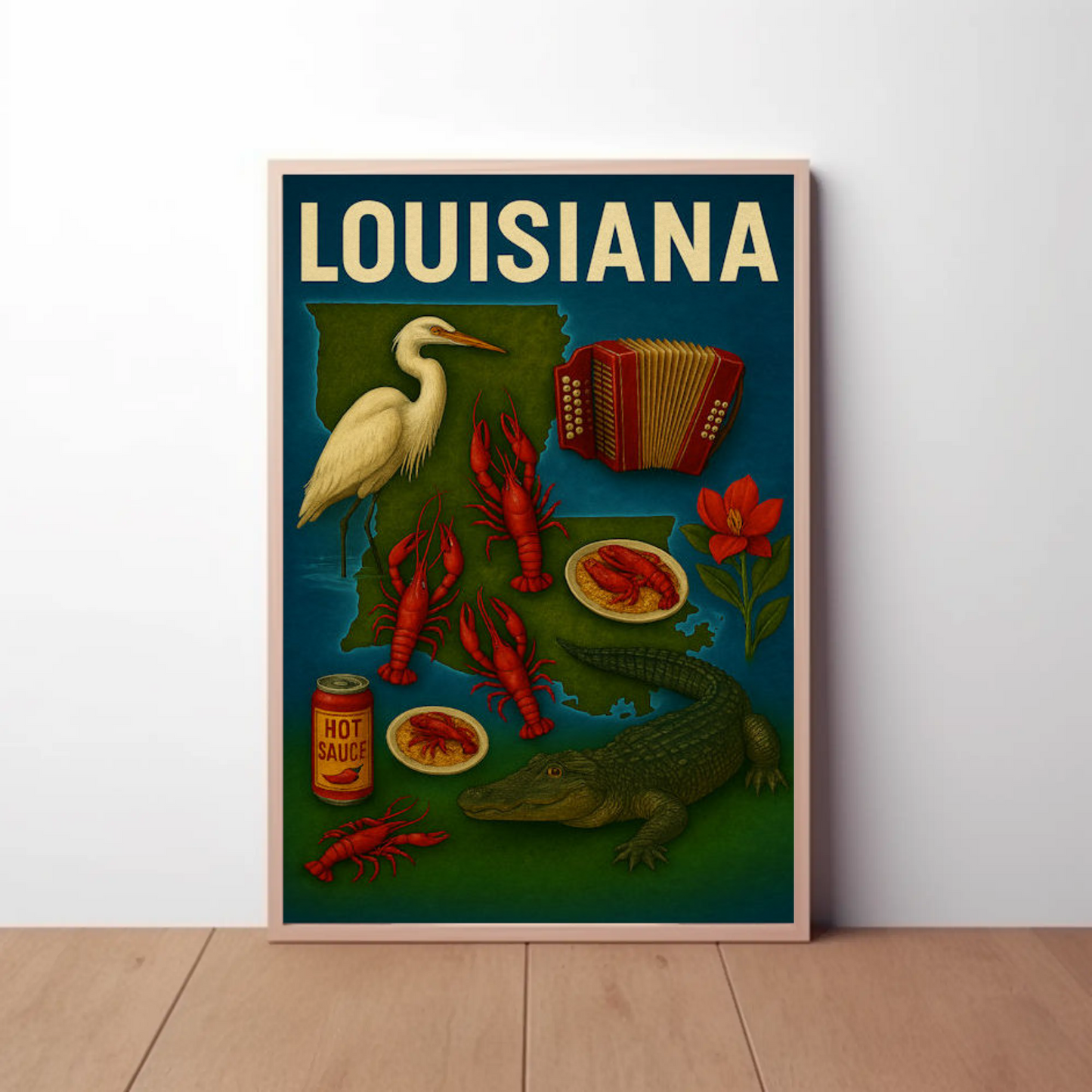 Louisiana Culture Food Music Alligator Bayou Poster