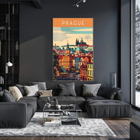 Prague Cityscape Architectural Art Print - Travel Poster