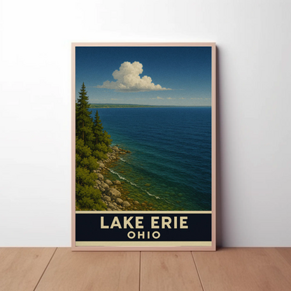 Lake Erie Ohio Rocky Shoreline Scenic Nature Poster