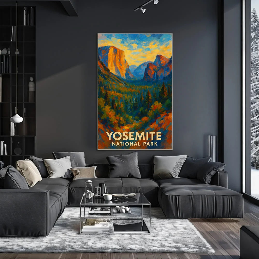 Abstract Yosemite Landscape Poster Vivid for Home Decor
