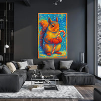 Festive Squirrel With Candy Cane Poster
