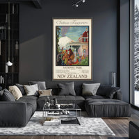Chateau Tongariro Travel Poster Vintage New Zealand
