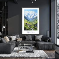 Georgia Caucasus Mountains Tranquil Landscape Travel Poster PosterGoat