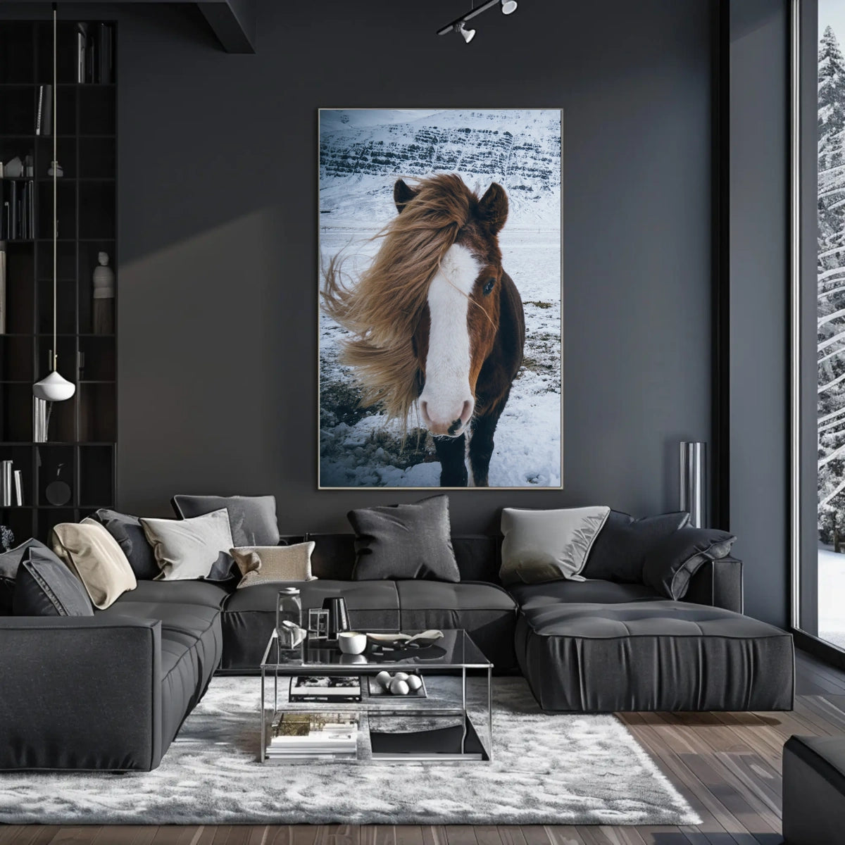 Majestic Icelandic Horse in Winter Animal Poster