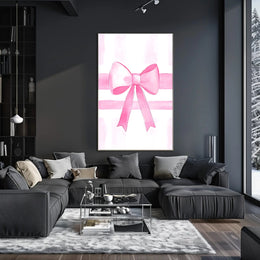 Pink Ribbon Elegance Minimalist Wall Art Poster