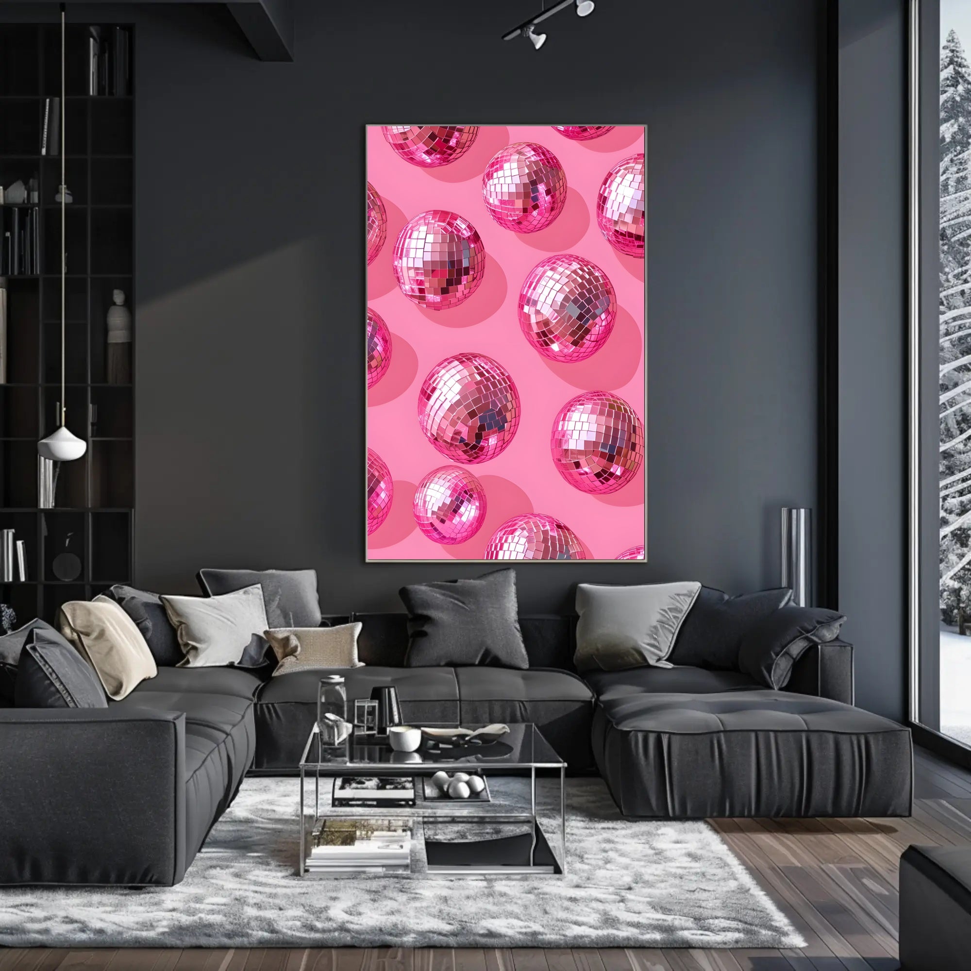 Pink Disco Balls Pattern Art Print - Abstract or Artistic Poster PosterGoat