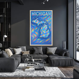 Michigan Holographic Map Poster