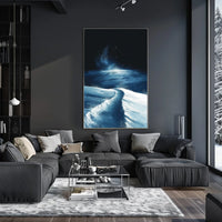 Serene Snowy Landscape Under Starry Sky Poster